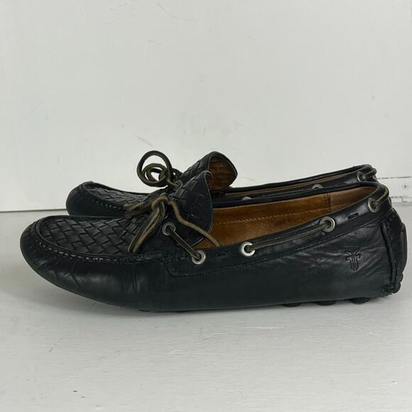 Frye Loafers Mens Size 10.5 Russe Black Woven Leather Slip On Casual Shoes main image 5